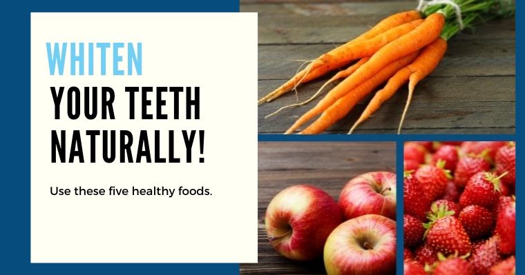 Five healthy foods that whiten teeth naturally.